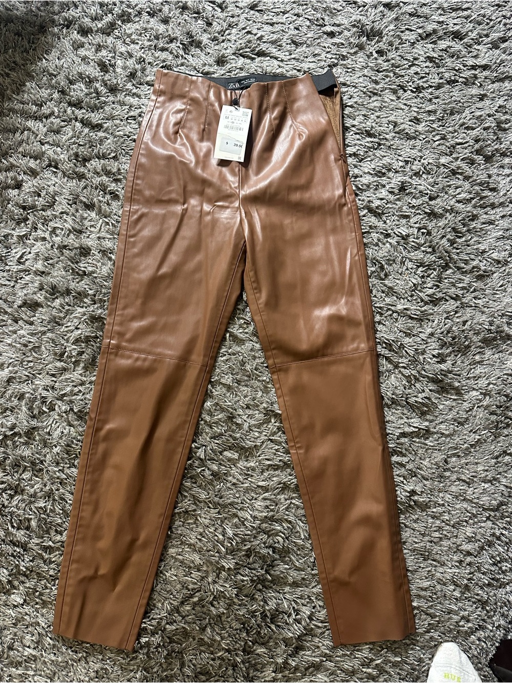 Zara Brown Faux Leather women’s trouser leggings